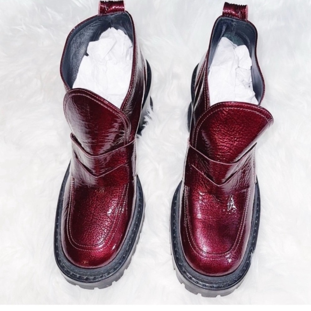 AGL Shiny Maroon Ankle Booties